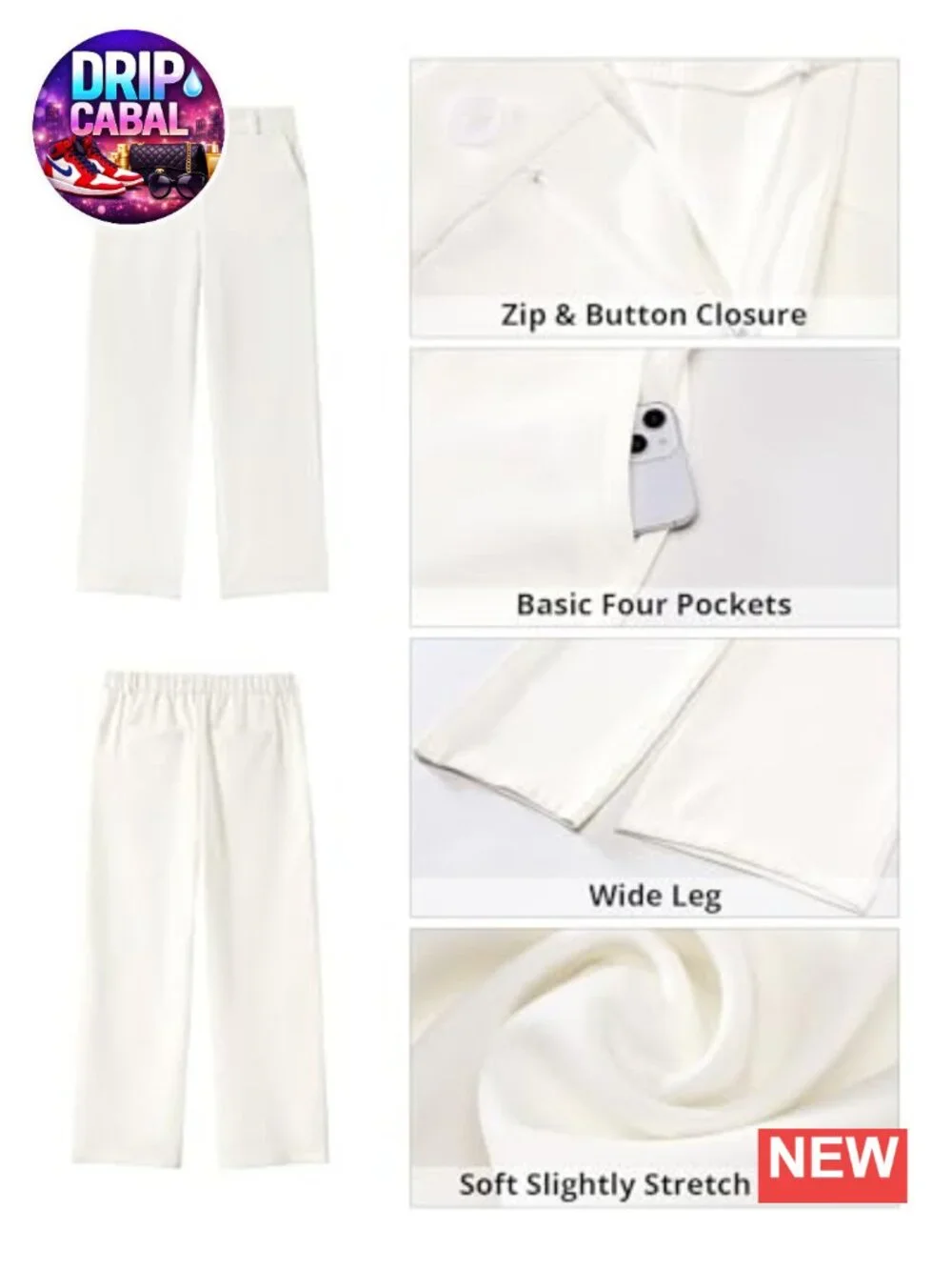 Wide Leg Dress Pants Women High Waisted Elastic Stretch Work Trousers with